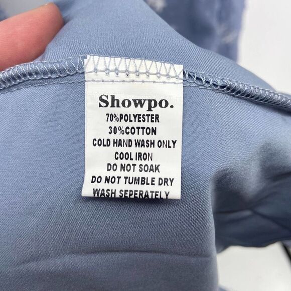 Showpo. Light blue Short Sleeve Open Back Floral Eyelet Mini Dress Women US 16 - Picture 4 of 7